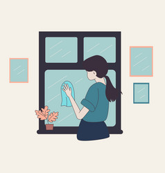 Of A Girl Cleaning A Window