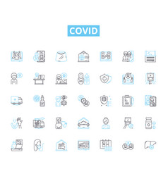 Covid Linear Icons Set Pandemic Coronavirus