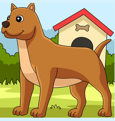 Pitbull Dog Coloring Colored Cartoon