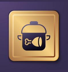 Purple Cooking Pot And Chicken Leg Icon Isolated