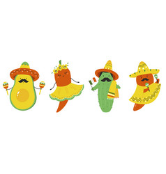 Colorful Set With Funny Characters For Cinco De