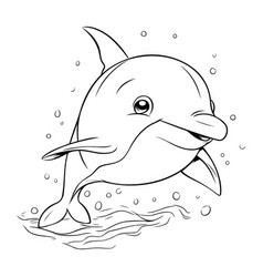 Coloring Book For Children Dolphin In The Water