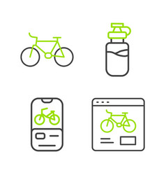 Set Line Bicycle Rental Mobile App Sport Bottle