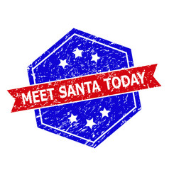 Hexagon Bicolor Meet Santa Today Stamp Seal