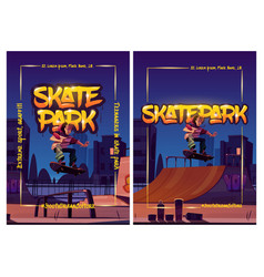 Skate Park Posters With Boy On Skateboard At Night