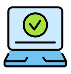 Checked Laptop Icon Flat