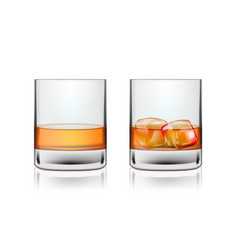 Glass Of Scotch Whiskey With And Without Ice