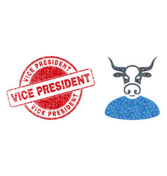 Grunge Vice President Round Seal And Bull Boss