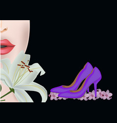 Half Profile Woman With White Lily And Shoes