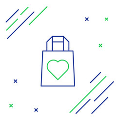 Line Shopping Bag With Heart Icon Isolated