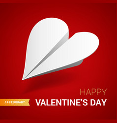 Valentines Day White Paper Plane Shaped Of Heart