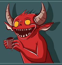 Conceptual Art Of A Demon Drinking Coffee