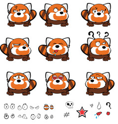 Red Panda Cartoon Expressions Set