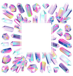 Crystals Square Round Frame Isolated