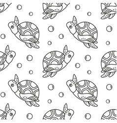 Seamless Pattern With Cartoon Turtle