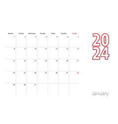 Calendar For January 2024 In Modern Design