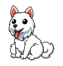 Cute Samoyed Dog Cartoon Sitting