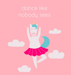 Cute White Dancing Unicorn Ballerina On A Pink