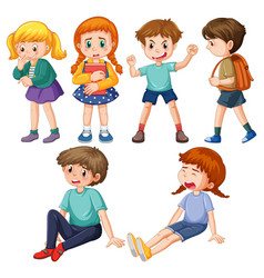 Set Of Bully Kids Cartoon Character