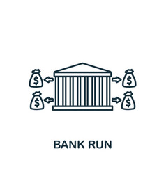 Bank Run Icon Monochrome Simple Line Economic