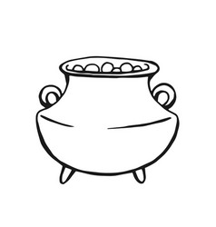 Boiling Witch Cauldron Hand Drawn Isolated