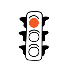 Hand Drawn Traffic Light With Red Stop Signal