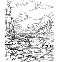 Landscape With River Coloring Book