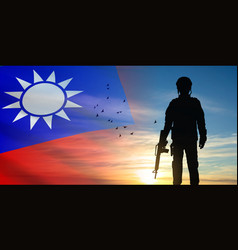 Silhouette Of Soldier Flag Of Taiwan