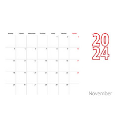 Calendar For November 2024 In Modern Design