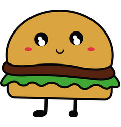 Cartoon Hamburger Character Funny Flat