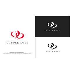 Couple Love Logo Design Two Heart Combined Logo