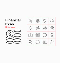 Financial News Line Icon Set