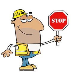 Male Hispanic Traffic Director Holding A Stop Sign