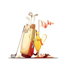 Golf Bag And Trophy Retro Icon