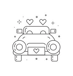 Newly Married Wedding Car Line Art Icon