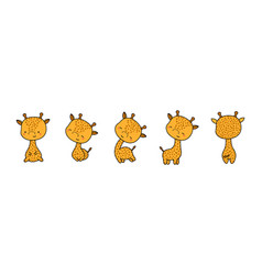 Set Of Cartoon Isolated Baby Giraffe Cute