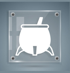 White Witch Cauldron Icon Isolated On Grey