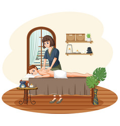 Woman Getting Back Massage Spa