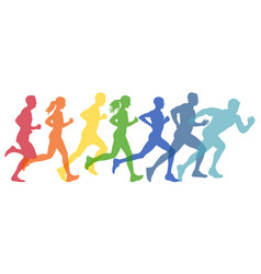 Colorful Silhouettes Of Running People