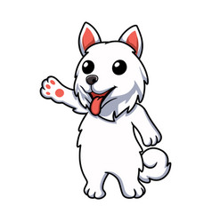 Cute Samoyed Dog Cartoon Waving Hand