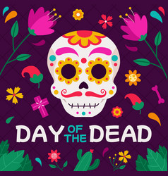 Flowery Skull On Dia De Los Muertos