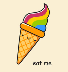 Kawaii Rainbow Ice Cream Postcard Eat Me