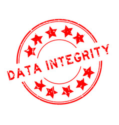 Grunge Red Data Integrity Word With Star Icon