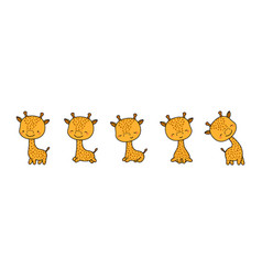 Set Of Cartoon Isolated Baby Giraffe Cute