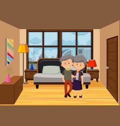 Bedroom Scene With An Old Couple Characters