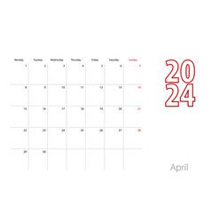 Calendar For April 2024 In Modern Design Planner