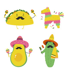 Colorful Set With Funny Characters For Cinco De