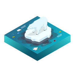 Isometric Global Warming Concept Polar Bear