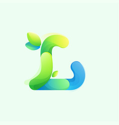 Letter L Eco Logo With Gradient Lines With Green