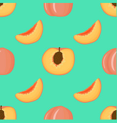 Sweet Peach Vegan Fruit Flat Seamless Pattern